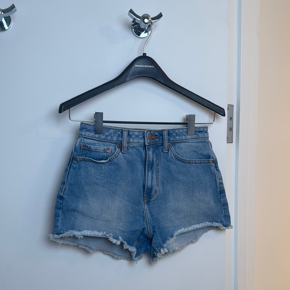 PINK Victoria's Secret Blue High-Waisted Jean Shorts